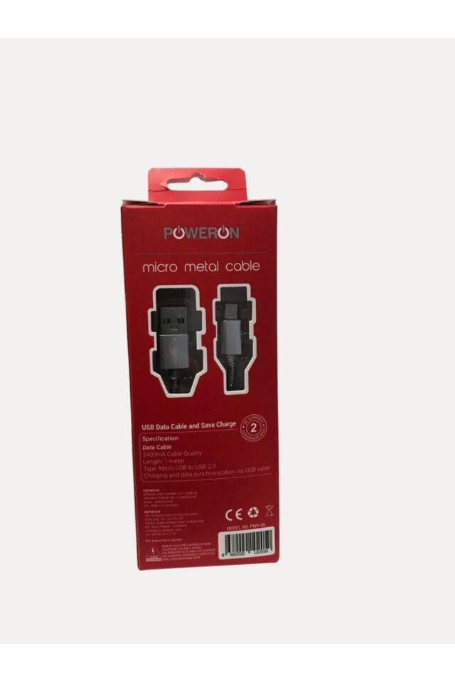 POWERON Metal Hızlı Şarj Kablosu Micro Usb Kapalı Kutu Samsung Xiaomi Oppo Huawei Uyumlu