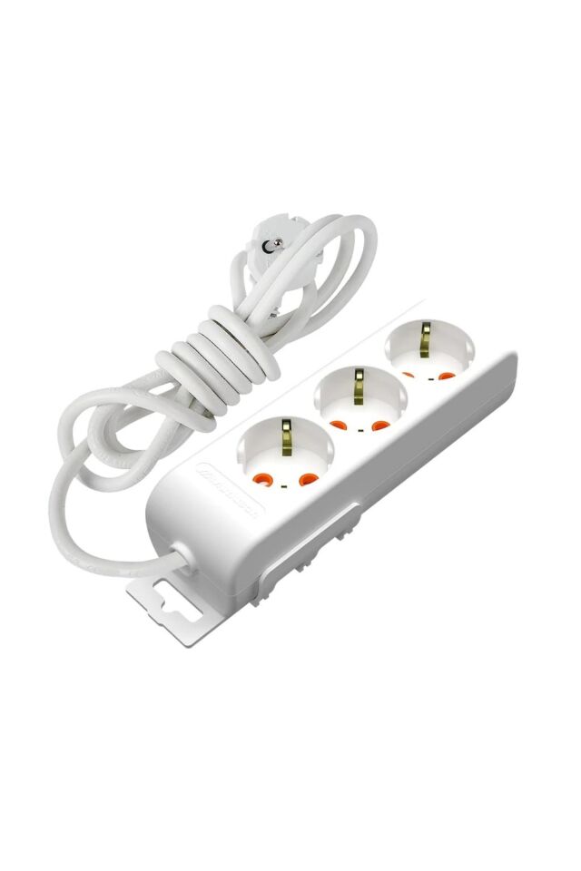 Mutlusan Ri-tech 3'lü Topraklı Grup Priz Çocuk Korumalı 2 M Kablolu