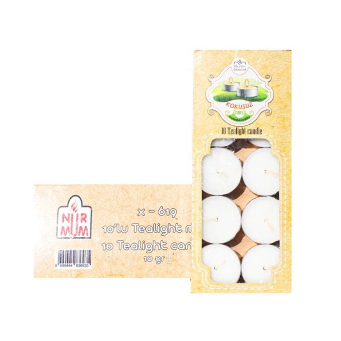 Nur Mum Kokusuz 10 gr 10'lu Beyaz Mum