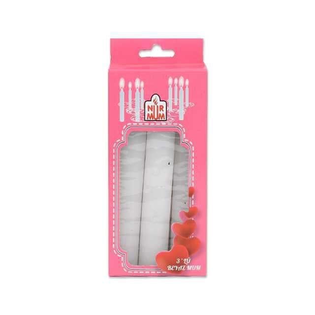 Nur Mum 3'lü Beyaz Mum