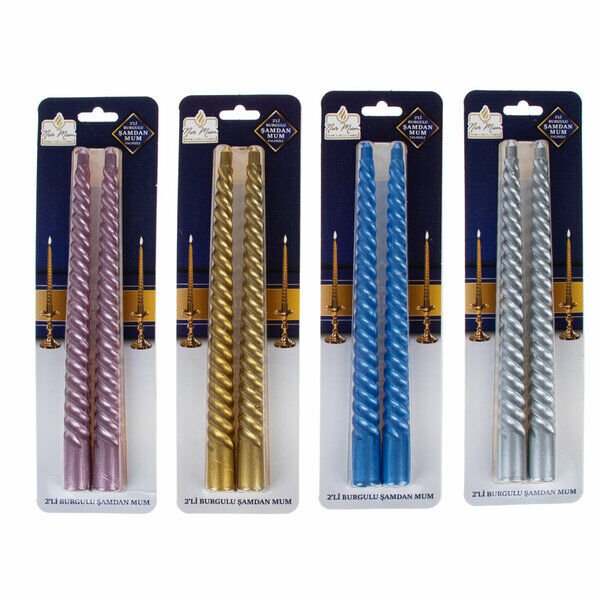 Nur Mum Burgulu 2'li Şamdan Mum
