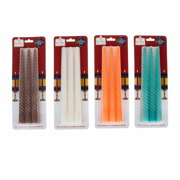 Nur Mum Şamdan Burgulu Renkli 3'lü
