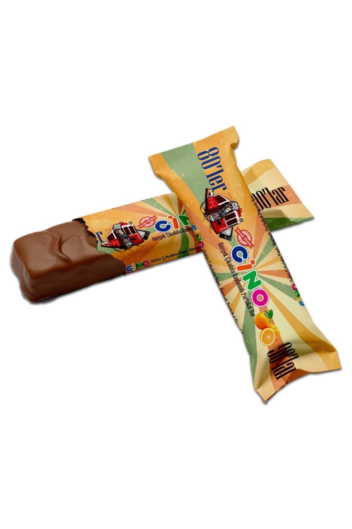 Cino Portakal Parçacıklı Gerçek Çikolata Kaplamalı Fondanlı Bar 40 Gr X 36 Adet