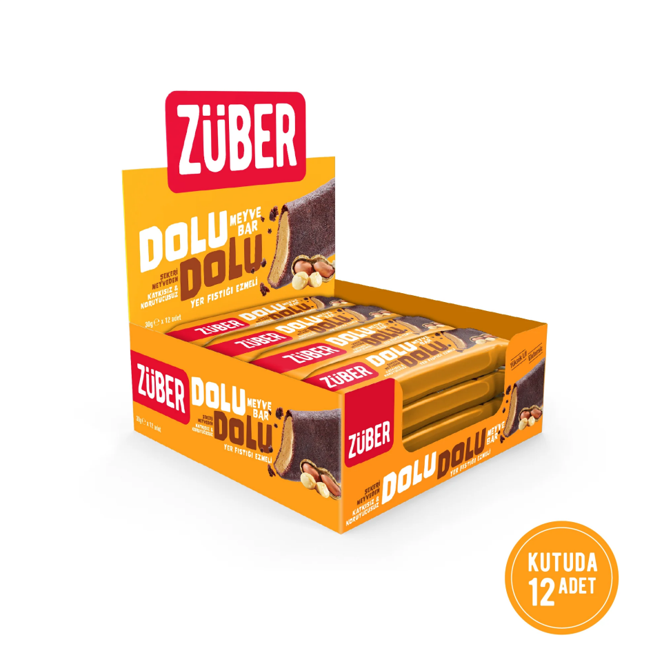 Züber Dolu Dolu Yer Fıstığı Ezmeli Bar 30g x 12 Adet