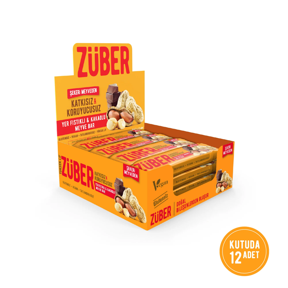 Züber Yer Fıstıklı ve Kakaolu Meyve Bar 40g x 12 Adet