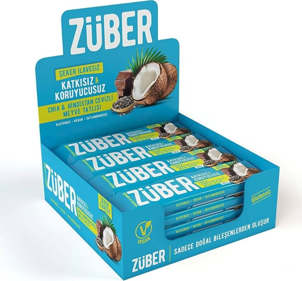 Züber Bar 40 gr Chia Hindistan Cevizi 12 Adet