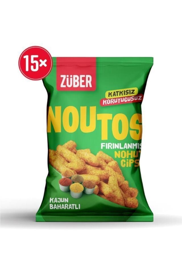 Züber Noutos Kajun Baharatlı Fırınlanmış Nohut Cipsi, 55gr X 15 Adet