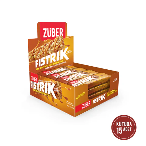 Züber Fıstrık Yer Fıstıklı Kuruyemiş Bar 30g x 15 Adet