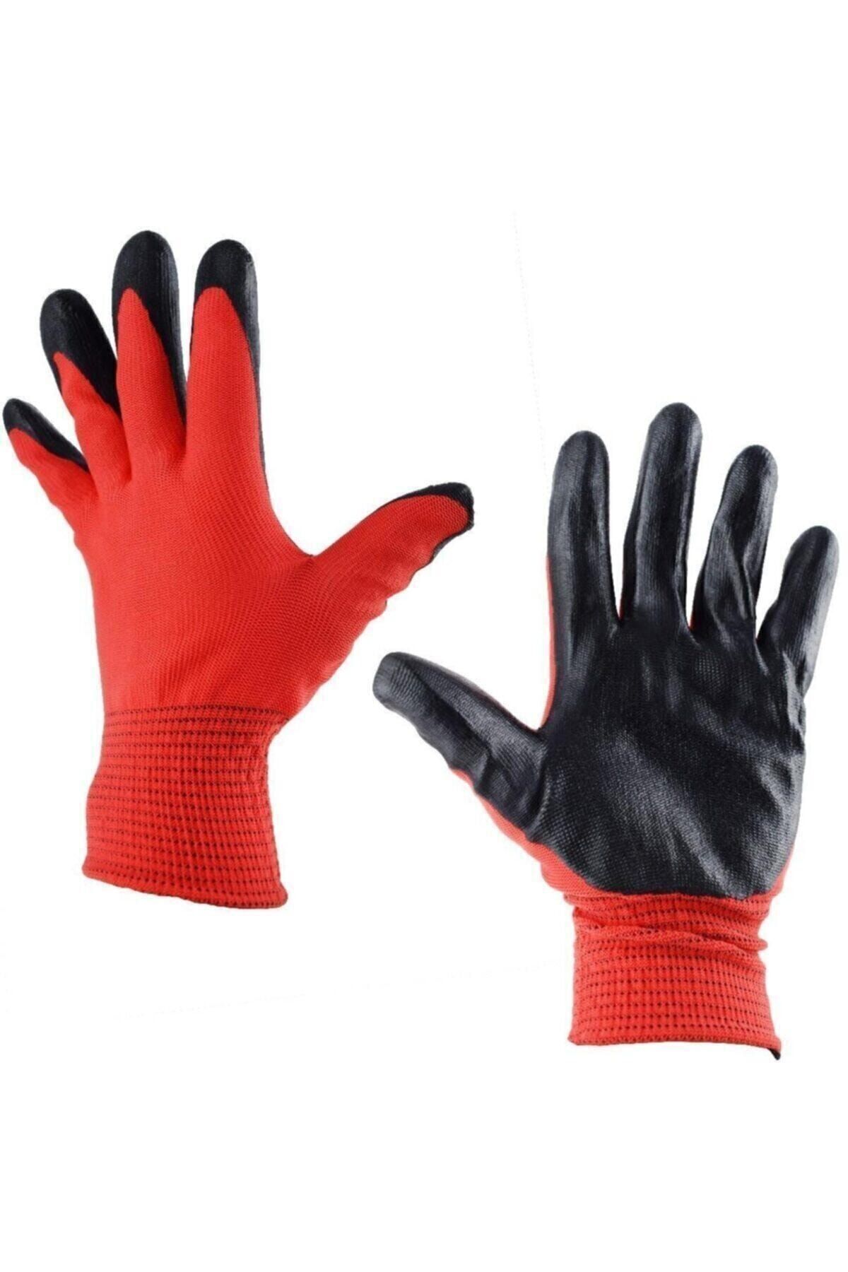 Güntem Mafel Eli Nitril Eldiven Kırmızı Siyah NO:10