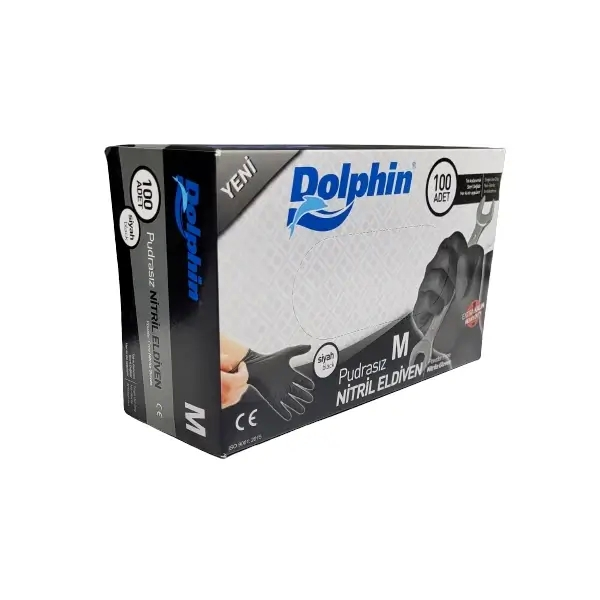 Dolphin 100'lü Siyah Nitril Eldiven M